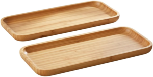 Kit 2 Bandejas Retangulares de Bambu 28x11cm – Bandejas Decorativas