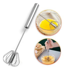 Batedor Misturador De Ovos Mixer Aço Inox – Semiautomático, Giratório