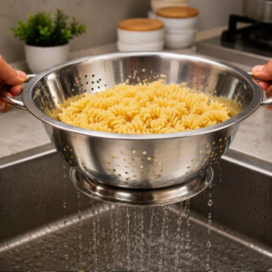 Escorredor De Massas Inox 28cm Com Alças Coador Macarrão Arroz Frutas Legumes utensílios domésticos