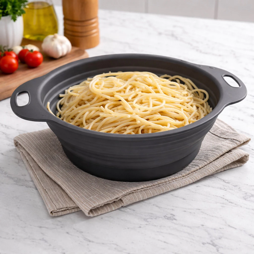 Escorredor De Alimentos Retrátil Silicone Redondo 29CM