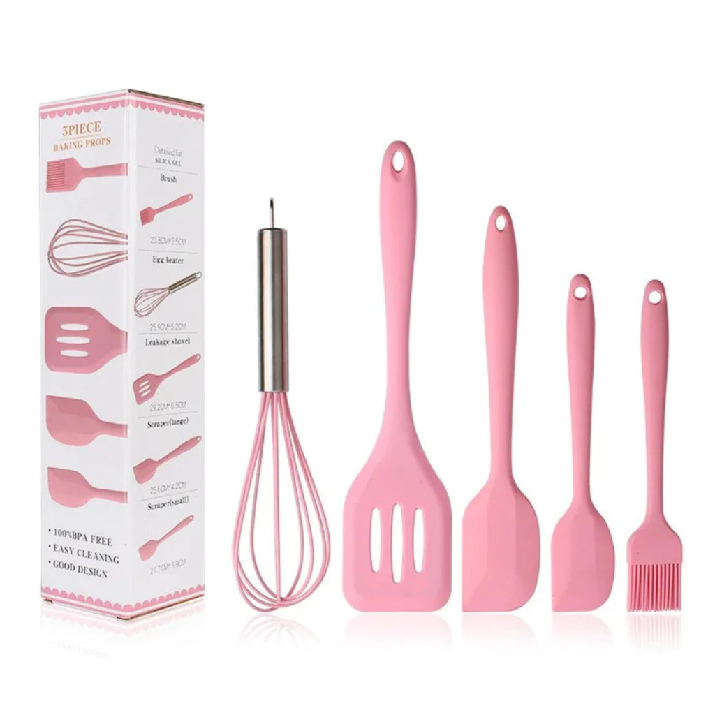Kit com 5 Utensílios de Cozinha em Silicone