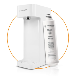 Purificador de Água Facile com Refil C3 Elimina Cloro, Odores e Sabores Cor Branco Hidrofiltros
