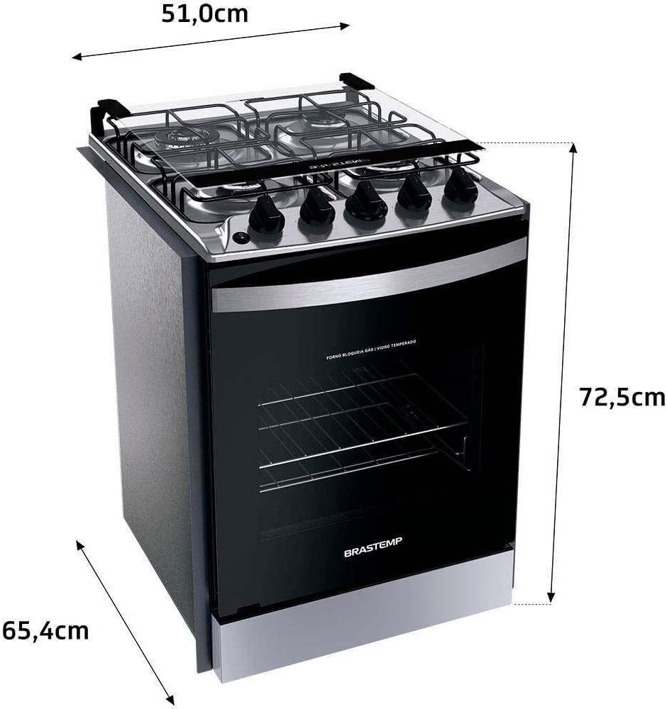 Fogão Brastemp 4 Bocas de embutir Inox com dupla chama e grades individuais – BYO4EBR Bivolt