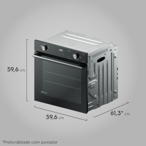 Forno de Embutir Electrolux a Gás 80L Efficient com PerfectCook360 Preto OE8GH 220v