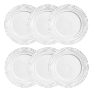 Conjunto Com 6 Pratos Rasos Roma Ravenna Branco Porto Brasil