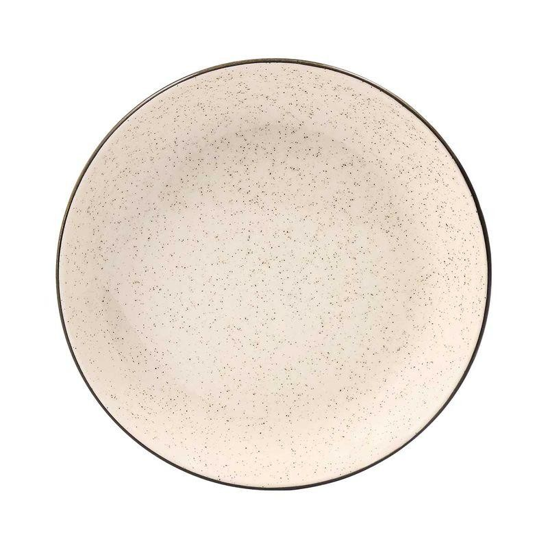 Kit 6 Prato Raso Porcelana Borda Dourada De Sobremesa 20cm