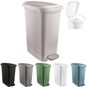 Lixeira 20L com Pedal Slim Canelado com Suporte Interno para Esconder Sacola – Usual Brinquedos