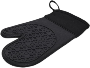 Mimo Style Luva de Silicone Preta com Tecido no Pulso, Suporta Temperaturas de Até 220ºC Sem Transferência de Calor e Sem Causar Ferimentos às Mãos, Silicone de e Durabilidade