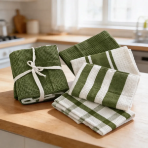 Kit 4 Panos De Prato Copa Algodão 60x40cm- Verde Atoalhado