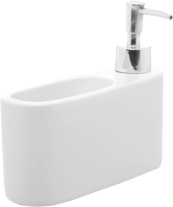 LYOR – Porta Detergente Líquido de Cerâmica com Suporte para Esponja Branco