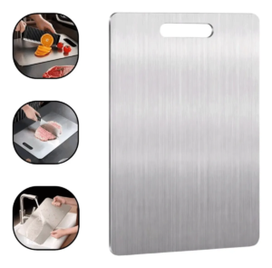 Tábua Inox Gourmet Aço Inoxidável 304 Prateado 46×30 Cm Luxo