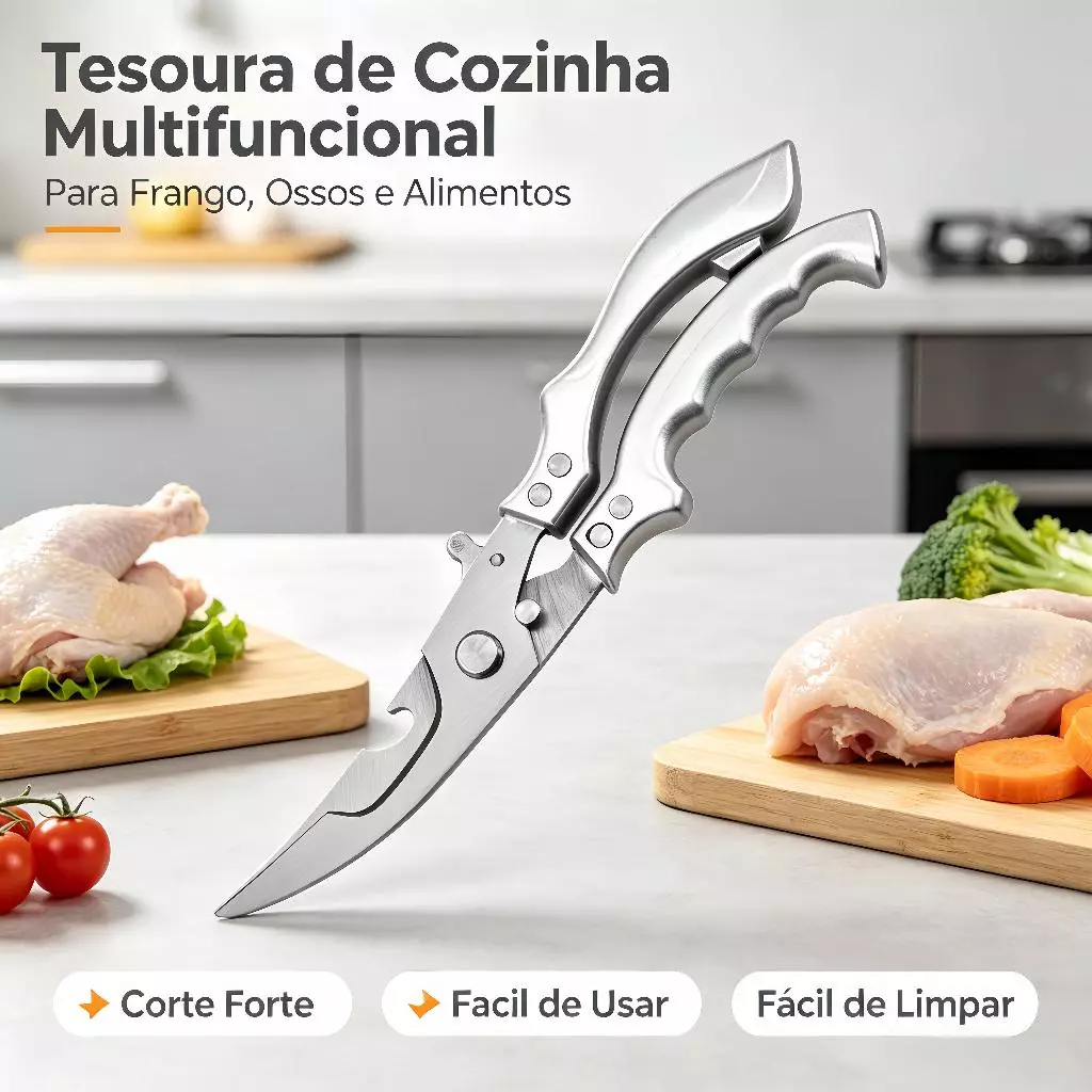 Tesoura multifuncional para cortar alimentos, legumes, peixes, frango, legumes, ferramentas de aço inoxidável