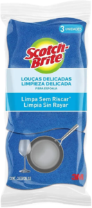 Esponja Multiuso Scotch-Brite Cozinha Não Risca Azul Pacote 3 Unidades