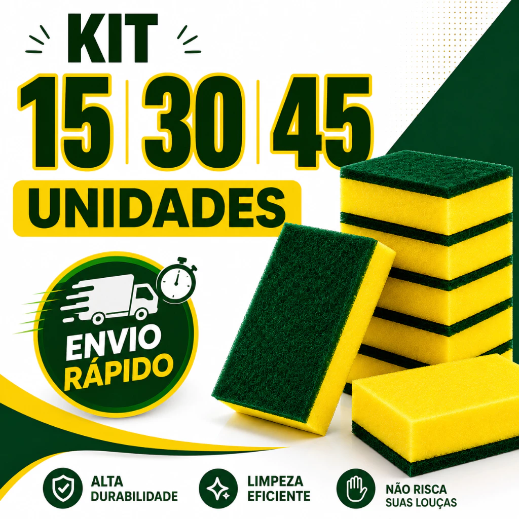 Kit 15/30/45 Esponjas Lava Louça Bucha de Cozinha Esponja de Limpeza Multiuso