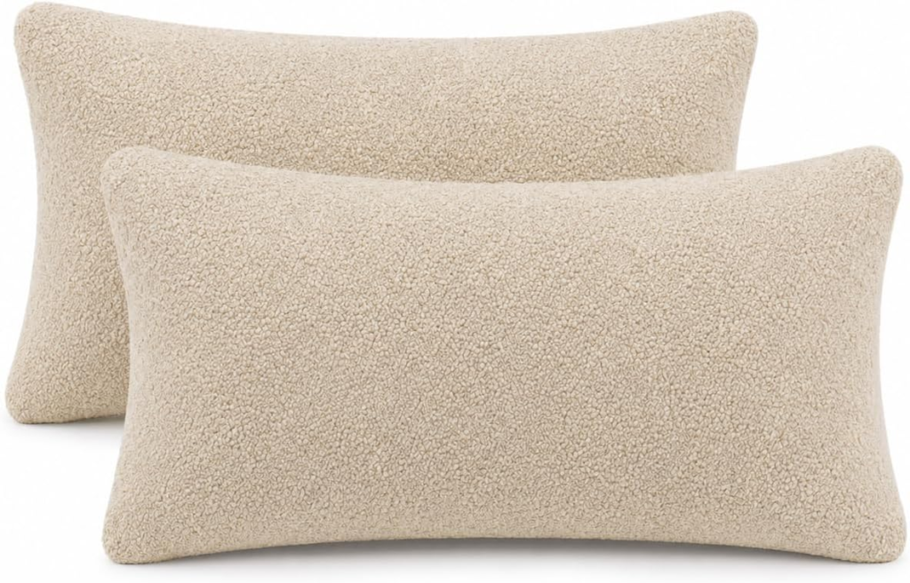 Kit 2 Almofadas Baguete Bouclé Areia 30×60 cm