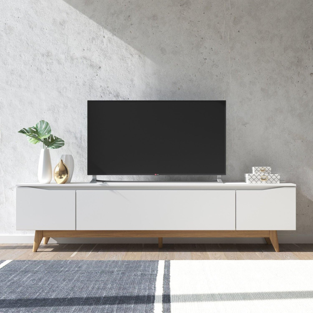 Rack para Tv 75 Polegadas Flynt 220cm Off White/Natural