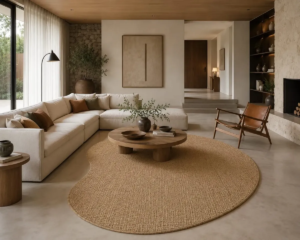 Tapete Orgânico Sisal 2,00×1,50 Feijão Decorativo Moderno