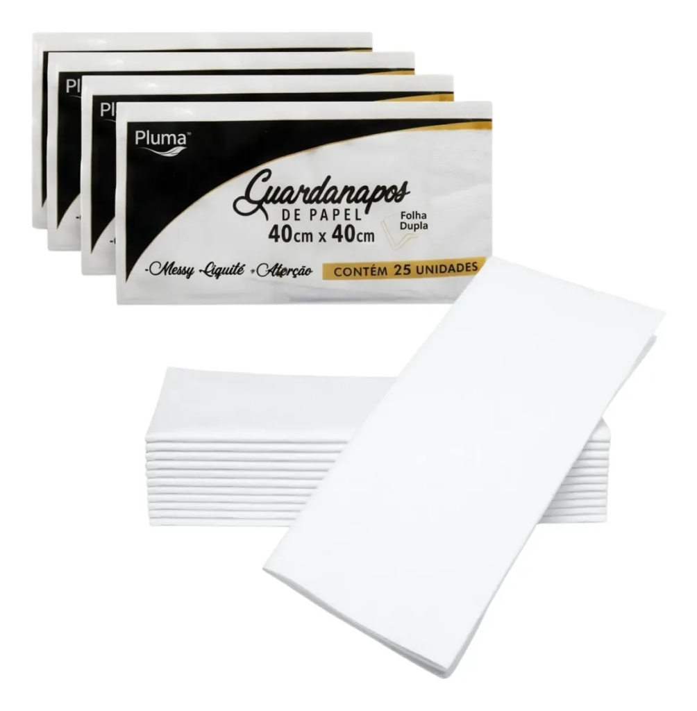 100 Guardanapos 40×40 Folha Dupla Papel Luxo Acabamento Fino