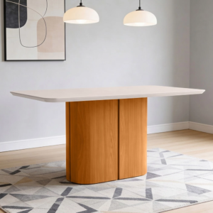 Mesa de Jantar 6 Lugares Retangular Tampo Vidro Verbena N01 Ypê Off White