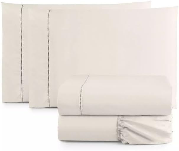 Jogo de Cama Casal King Size Percal 400 Fios Ponto Palito 04 Peças, Antiácaro, Não faz bolinha Toque Extra Macio (Palha)