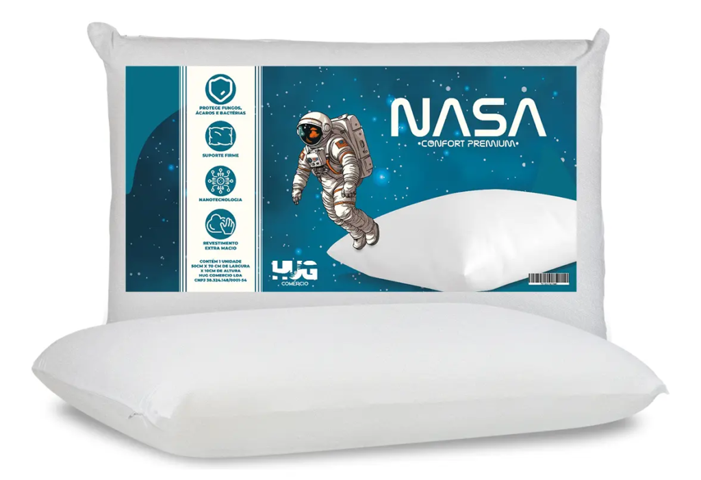 Travesseiro Hug Nasa Viscoelástico Antialérgico