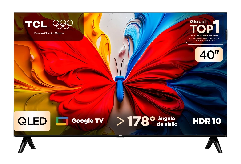 Smart TV TCL 40 Polegadas Full HD QLED S5K WiFi Bluetooth Google TV 2 HDMI HDR10 Dolby Audio 40S5K