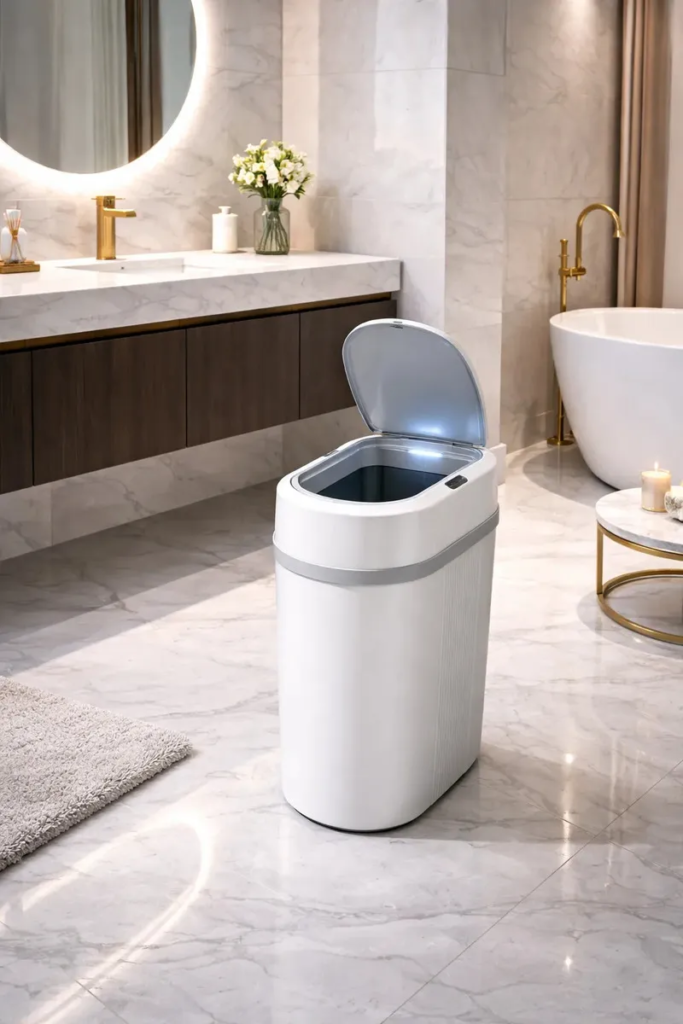 Lixeira Inteligente Com Sensor Automático Moderna Com Pilhas Branco