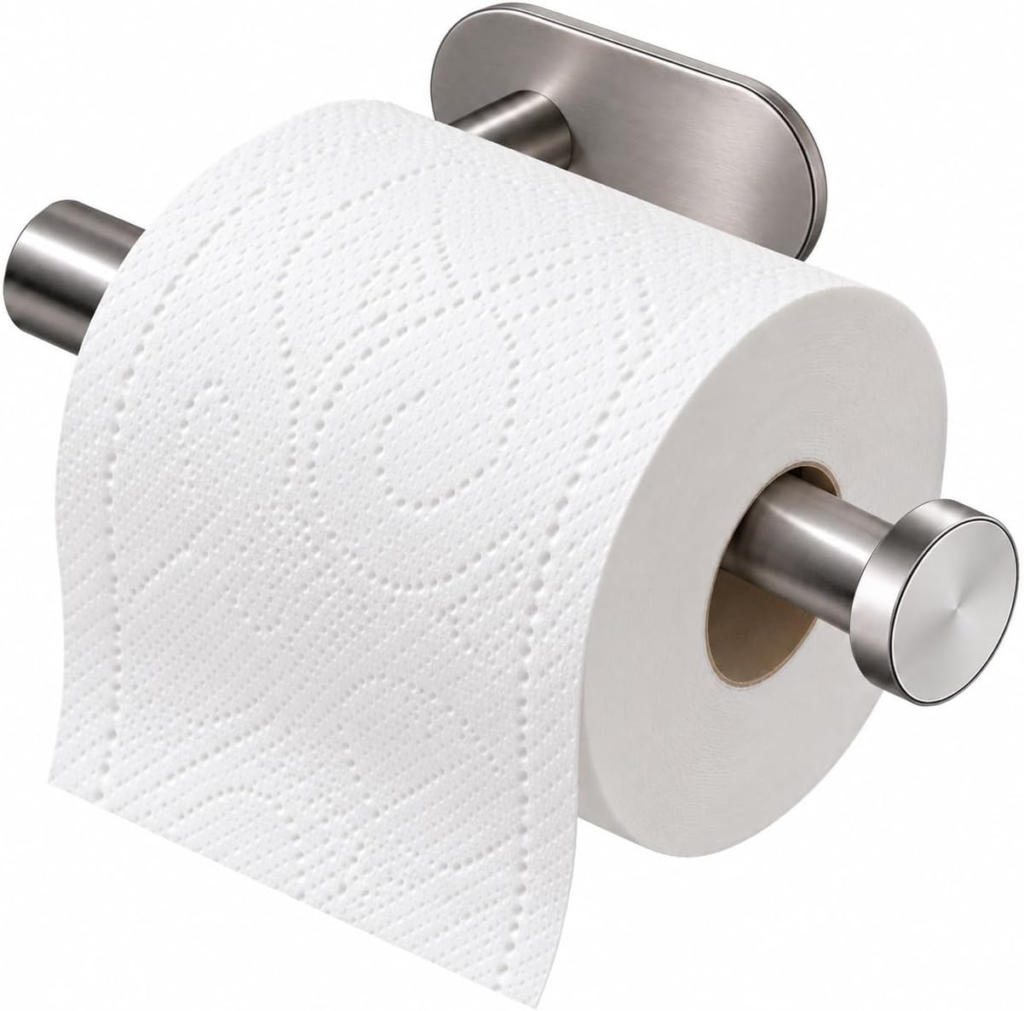 Porta Papel Higiênico Adesivo Sem Furar Inox 16cm para Rolo Padrão e Jumbo