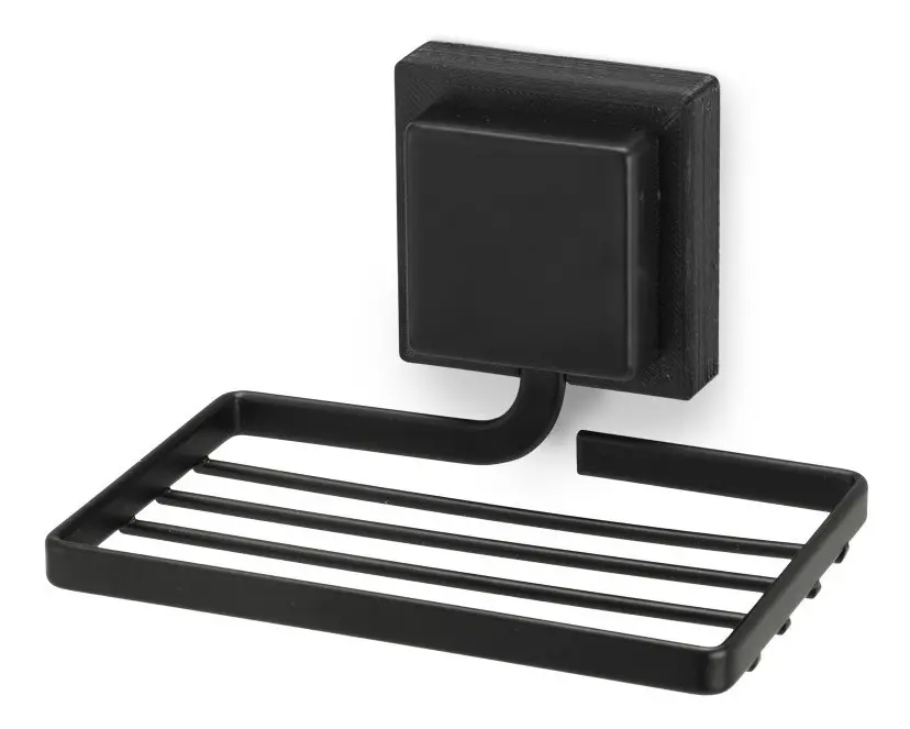 Saboneteira Parede Banheiro Porta Sabonete Preto Sem Furo 3m