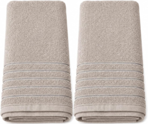 Kit 2 Toalhas de Banho Bege 1,45×0,70m, Macia e Confortável, Toalha Felpuda para Banheiro, Acabamento Decorativo
