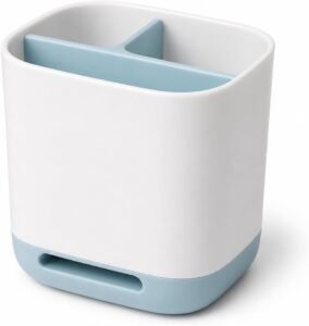 Porta Escova de Dentes com Divisória Removível Branco e Azul