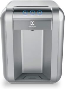 Purificador de Água Gelada Fria e Natural Elétrico Compacto Eletronico placa Electrolux cinza prata com Painel Touch Bivolt PE11X