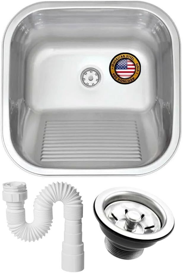 Tanque Inox Lvanderia American Steel 40X40 Fosco Acetinado 22L Inox 304 + Válvula