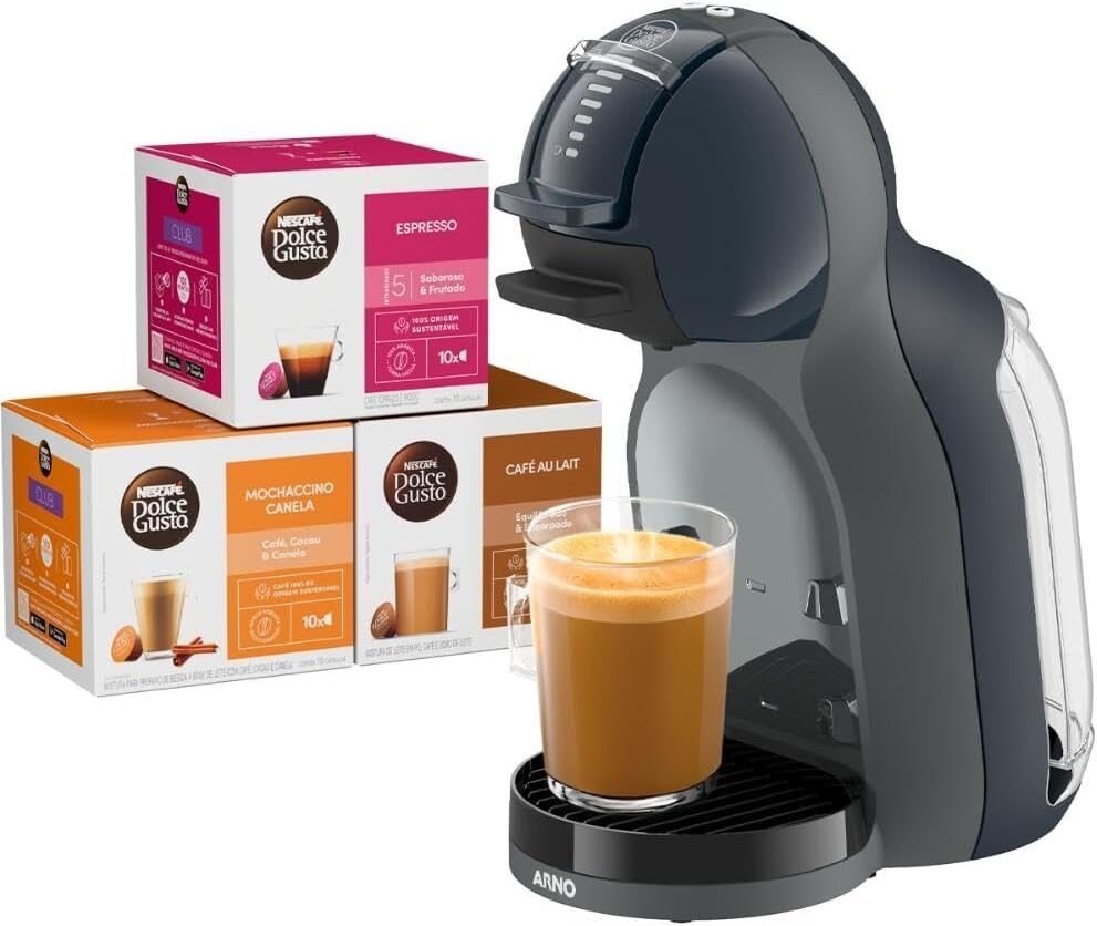 Kit Cafeteira Dolce Gusto Mini Me 2.0 Cinza Chumbo + 30 cápsulas – 110v