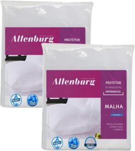 Kit 2 Capa Protetor Travesseiro Impermeável Altenburg Malha Slim com Zíper 50x70cm Antialérgico e Antiácaro Branco