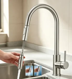 Torneira Gourmet Bancada Monocomando Inox Escovado Prateado