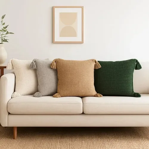 Capa De Almofada Piquet Com Pompom Nórdica 45×45