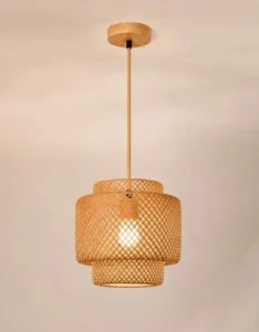 Lustre Bambu 30cm Rústico Orgânico Artesanal Bivolt Sobrepor