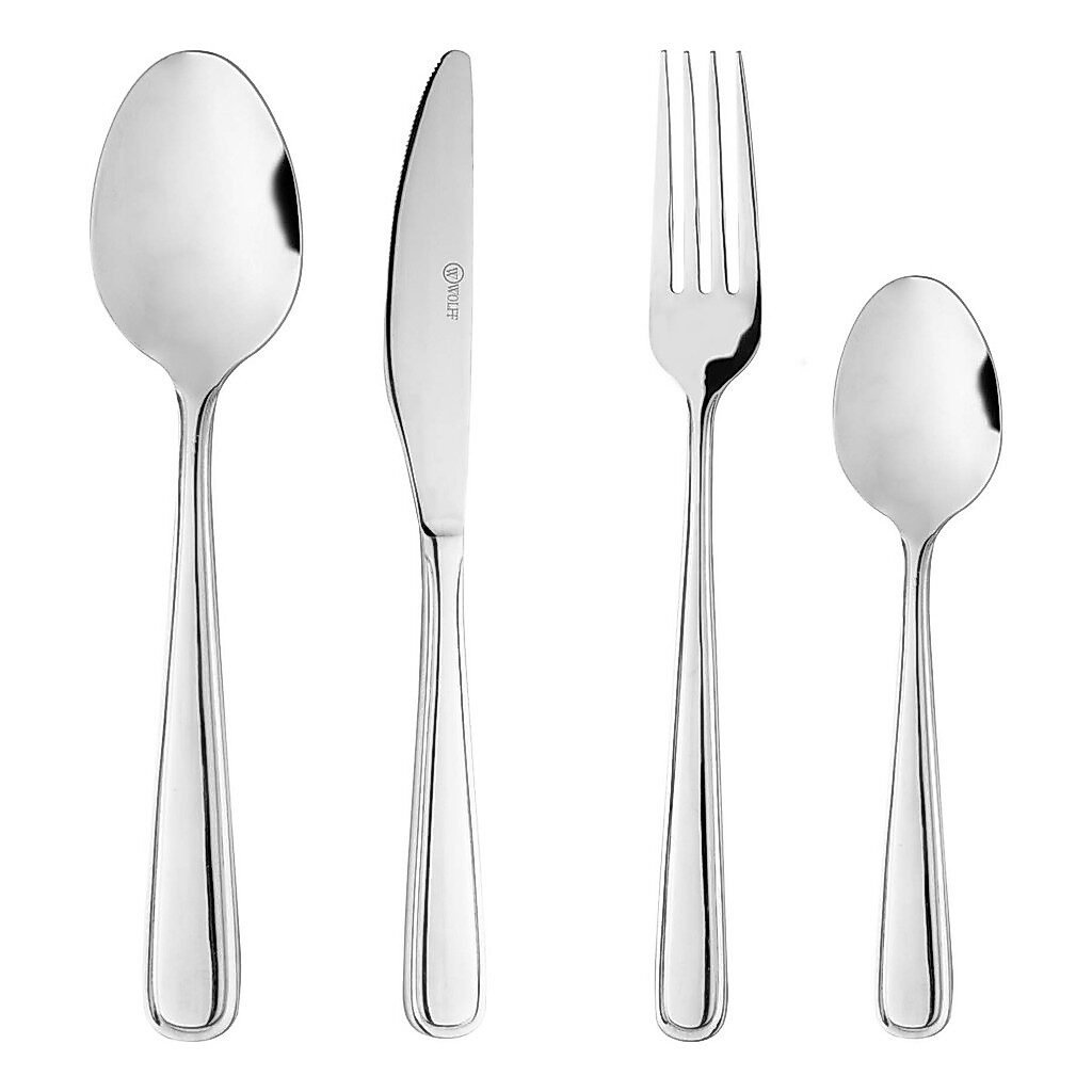 Jogo de Talheres para Mesa Posta: Faqueiro Nice WOLFF 16 Peças Aço Inox
